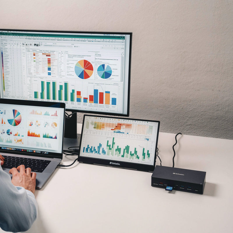 Verbatim® USB-C Pro Docking Station 17-in-1, Audio/DisplayPort/HDMI/Micro SD/RJ45/SD/USB-A/USB-C, Gray (VER32172) Each