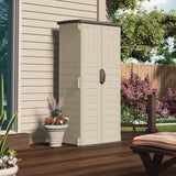 Suncast Commercial® Vertical Storage Shed, 22 cu ft, 2 ft 8.25" x 2 ft 1.5" x 6 ft, Vanilla/Stoney (SUABMS1250) Each