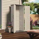 Suncast Commercial® Vertical Storage Shed, 22 cu ft, 2 ft 8.25" x 2 ft 1.5" x 6 ft, Vanilla/Stoney (SUABMS1250) Each