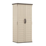 Suncast Commercial® Vertical Storage Shed, 22 cu ft, 2 ft 8.25" x 2 ft 1.5" x 6 ft, Vanilla/Stoney (SUABMS1250) Each
