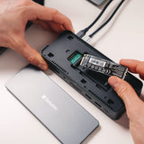 Verbatim® USB-C Pro Docking Station 15-in-1 256GB Vi3000 SSD, Audio/DisplayPort/HDMI/Micro SD/RJ45/SD/USB-A/USB-C, Gray (VER32174) Each
