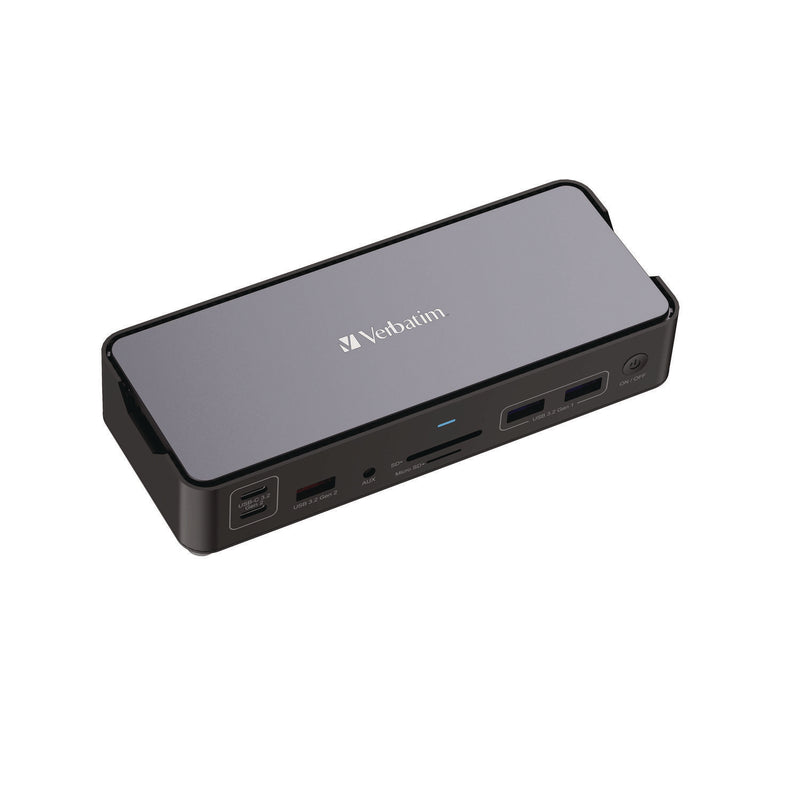 Verbatim® USB-C Pro Docking Station 15-in-1, Audio/DisplayPort/HDMI/Micro SD/RJ45/SD/USB-A/USB-C, Gray (VER32171) Each