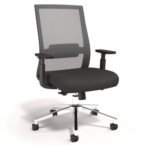 Alera® Ashdale Ergonomic Fabric Swivel Task Chair, Supports Up to 275 lb, 18.15 to 21.89 Seat Height, Black Seat/Back, Black Base (ALEAD41BME17)