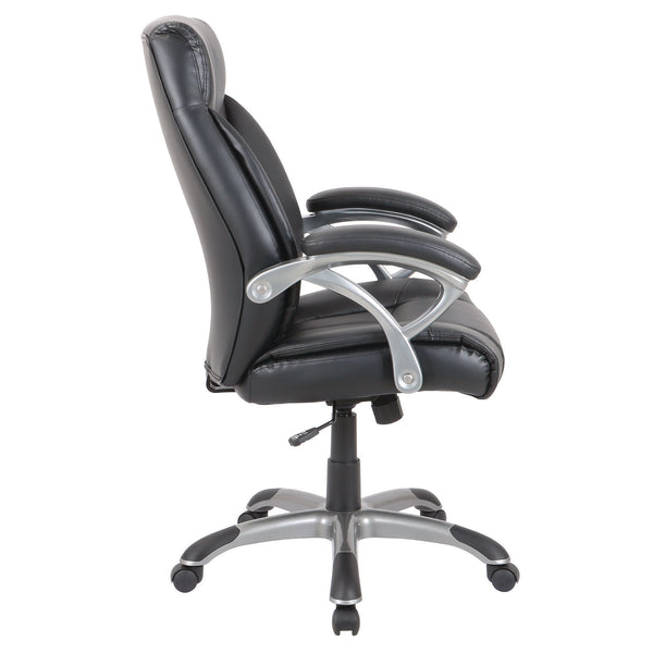 Alera® Fulford Bonded Leather High-Back Manager's Chair, Supports Up to 275 lb, 18.62 to 22.56 Seat Height, Black Seat/Back/Base (ALEFD41B19)