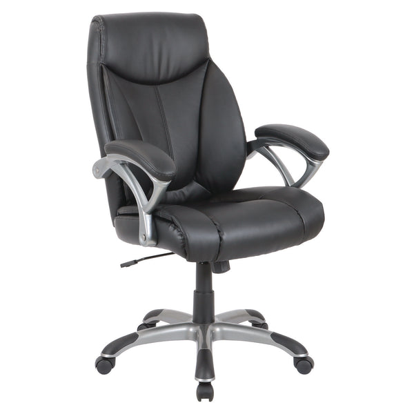 Alera® Fulford Bonded Leather High-Back Manager's Chair, Supports Up to 275 lb, 18.62 to 22.56 Seat Height, Black Seat/Back/Base (ALEFD41B19)