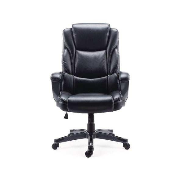 Alera® Kirkdale Bonded Leather Manager Chair, Supports Up to 275 lb, 16.18 to 22.76 Seat Height, Black Seat/Back, Black Base (ALEKD4519)