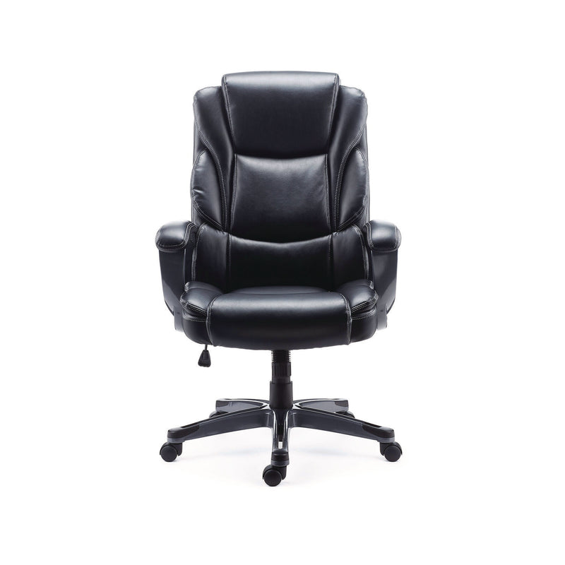 Alera® Kirkdale Bonded Leather Manager Chair, Supports Up to 275 lb, 16.18 to 22.76 Seat Height, Black Seat/Back, Black Base (ALEKD4519) Each