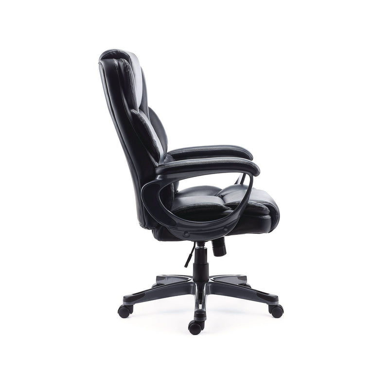 Alera® Kirkdale Bonded Leather Manager Chair, Supports Up to 275 lb, 16.18 to 22.76 Seat Height, Black Seat/Back, Black Base (ALEKD4519) Each