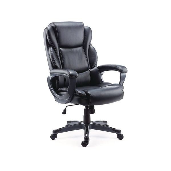 Alera® Kirkdale Bonded Leather Manager Chair, Supports Up to 275 lb, 16.18 to 22.76 Seat Height, Black Seat/Back, Black Base (ALEKD4519)