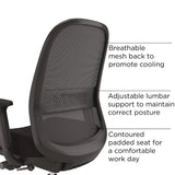 Alera® Kempton Ergonomic Fabric Mesh Swivel Task Chair, Supports Up to 275 lb, 18.31 to 22.17 Seat Height, Black Seat/Back/Base (ALEKP42BME17)