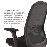 Alera® Kempton Ergonomic Fabric Mesh Swivel Task Chair, Supports Up to 275 lb, 18.31 to 22.17 Seat Height, Black Seat/Back/Base (ALEKP42BME17)