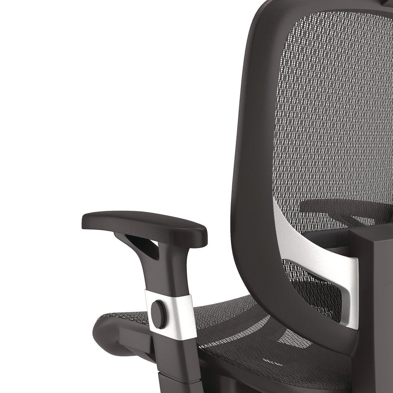 Alera® Minerva Ergonomic Mesh Swivel Task Chair, Supports Up to 275 lb, 17.24 to 20.98 Seat Height, Black Seat/Back, Black Base (ALEMV41BME18)