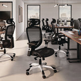 Alera® Minerva Ergonomic Mesh Swivel Task Chair, Supports Up to 275 lb, 17.24 to 20.98 Seat Height, Gray Seat, Gray Back, Black Base (ALEMV41BME48) Each