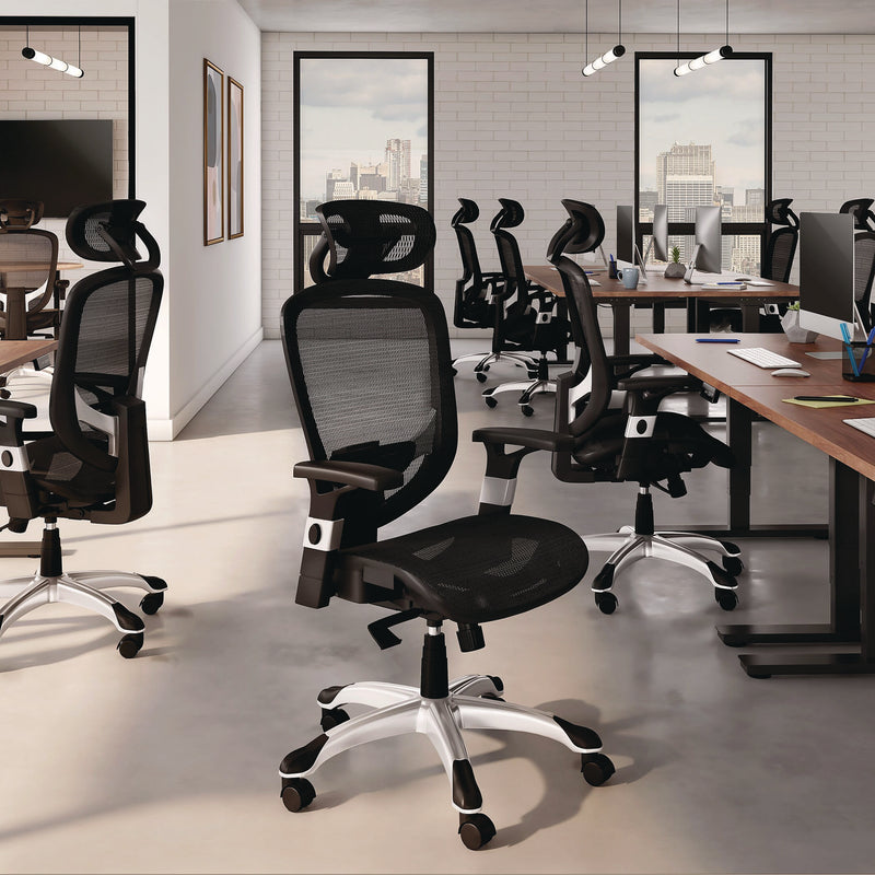 Alera® Minerva Ergonomic Mesh Swivel Task Chair, Supports Up to 275 lb, 17.24 to 20.98 Seat Height, Gray Seat, Gray Back, Black Base (ALEMV41BME48) Each