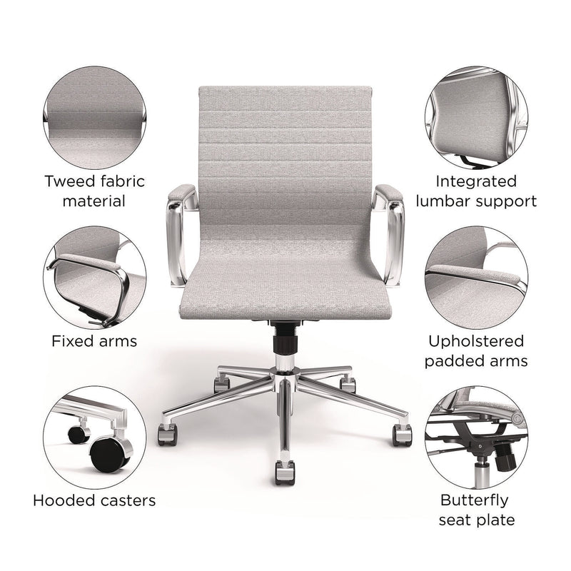 Alera® Siskin Fabric Managers Chair, Supports Up to 275 lb, 16.93 to 20.67 Seat Height, Gray Seat, Gray Back, Chrome Base (ALESK4244)