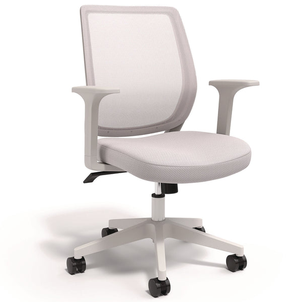 Alera® Wessex Ergonomic Fabric Mesh Swivel Task Chair, Supports Up to 275 lb, 17.09 to 20.83 Seat Height, Gray Seat/Back, White Base (ALEWX42BME47)