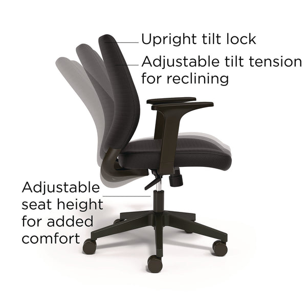 Alera® Wessex Ergonomic Fabric Task Chair, Supports Up to 275 lb, 17.13 to 20.83 Seat Height, Black Seat/Back, Black Base (ALEWX4217)