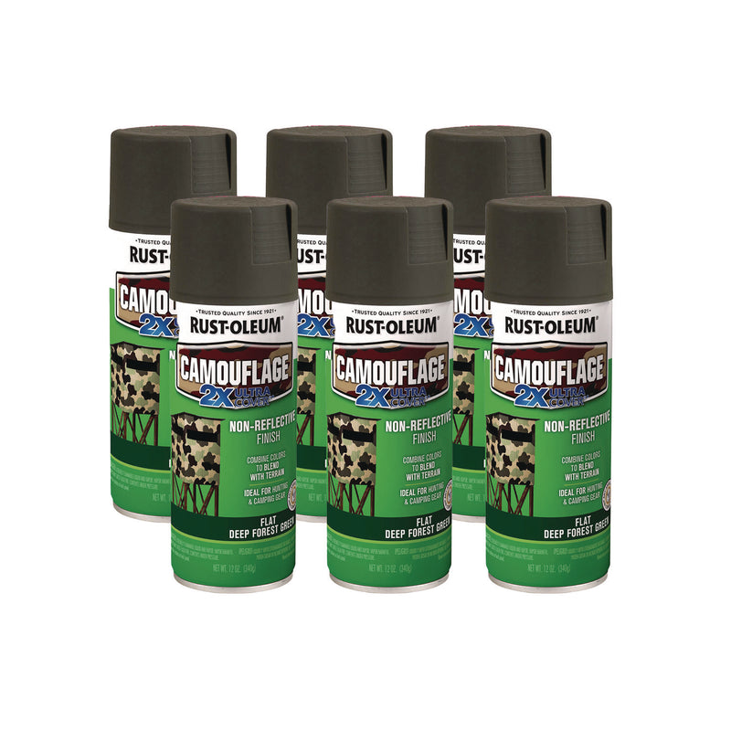 Rust-Oleum® Camouflage Spray Paint, Flat Deep Forest Green, 12 oz Aerosol Can, 6/Carton (RST279175CT) Case of 6