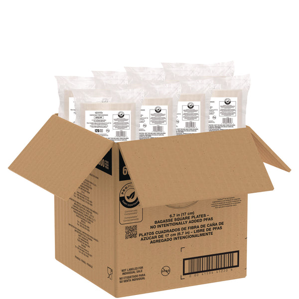 Dart Compostable Fiber Dinnerware, ProPlanet Seal, Plate, 6.7 x 6.7, Tan, 1,000/Carton (DCC6PSC1PF) Case of 8