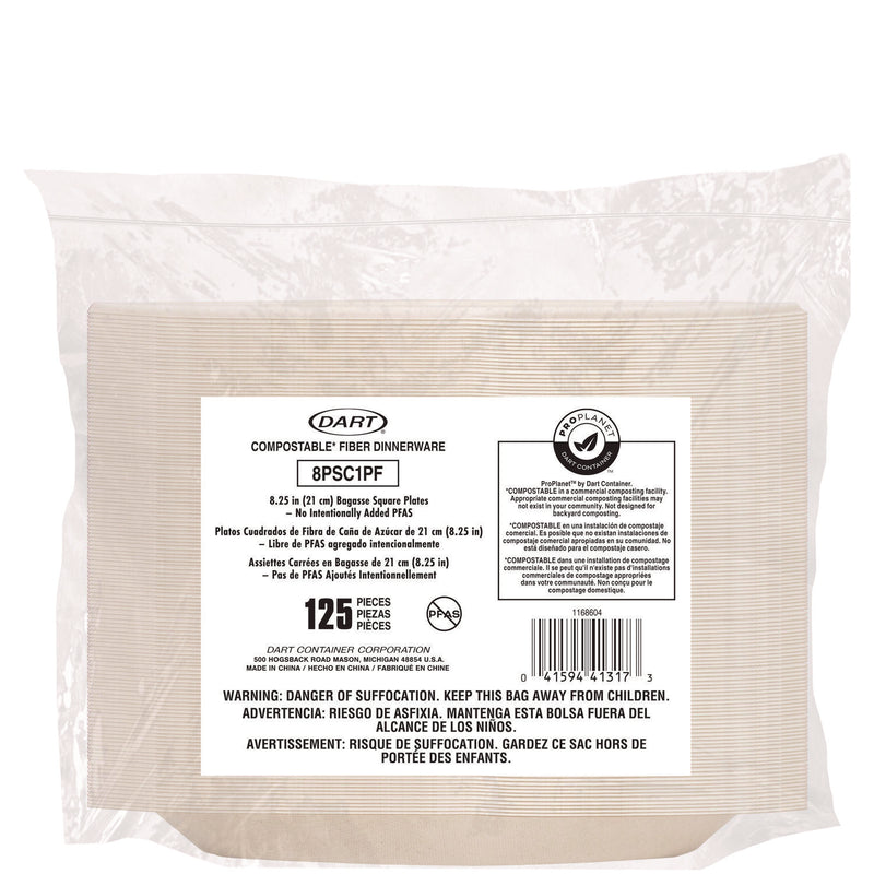 Dart Compostable Fiber Dinnerware, ProPlanet Seal, Plate, 8.25 x 8.25, Tan, 500/Carton (DCC8PSC1PF) Case of 4