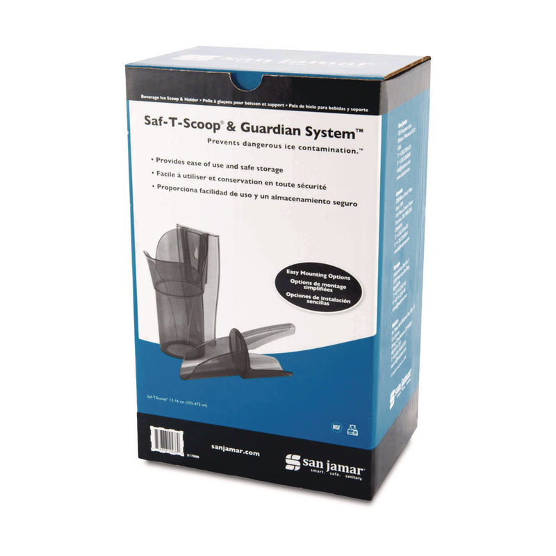 San Jamar Saf-T-Scoop and Guardian System for Ice Machines, 12 oz to 16 oz Ice Scoop, Transparent Blue, 50/Carton (SJMSI7000) Case of 50