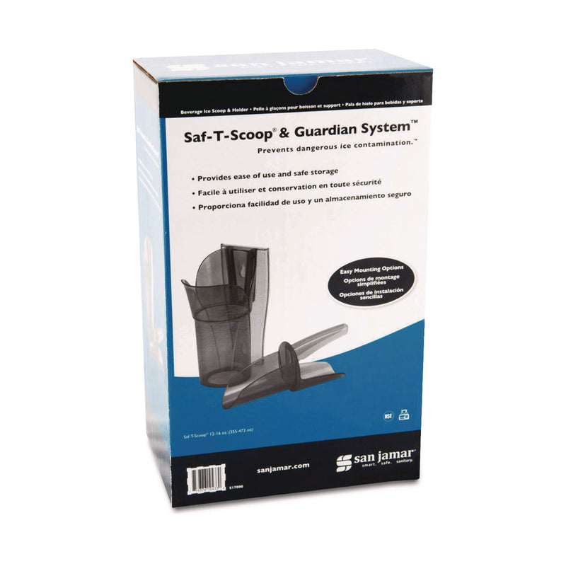 San Jamar Saf-T-Scoop and Guardian System for Ice Machines, 12 oz to 16 oz Ice Scoop, Transparent Blue, 50/Carton (SJMSI7000) Case of 50