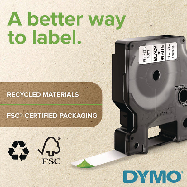 DYMO D1 High-Performance Polyester Removable Label Tape, 0.75" x 23 ft, Black on Clear (DYM45800) Each