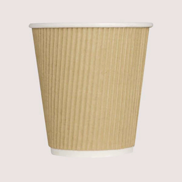 Karat® Ripple Hot Cups, 10 oz, Kraft/White, 500/Carton (KRTCKRC510) Case of 500