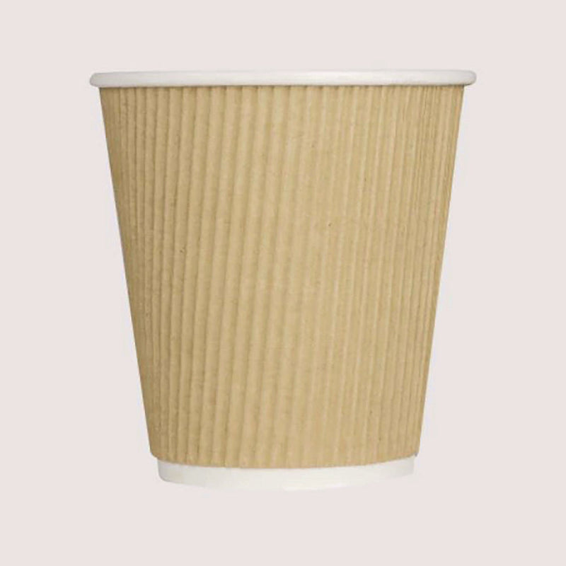 Karat® Ripple Hot Cups, 10 oz, Kraft/White, 500/Carton (KRTCKRC510) Case of 500