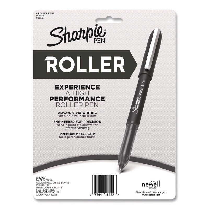 Sharpie® Roller Professional Design Rollerball Pen, Stick, Fine 0.5 mm, Black Ink, Black Barrel, 8/Pack (SAN2116307) Each