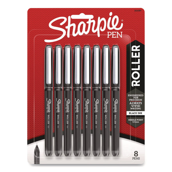 Sharpie® Roller Professional Design Rollerball Pen, Stick, Fine 0.5 mm, Black Ink, Black Barrel, 8/Pack (SAN2116307) Each