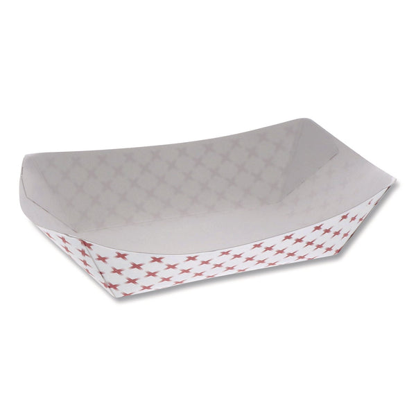 Pactiv Evergreen Paperboard Food Tray, 3 lb, 7.75 x 5.1 x 2.1, Red/White, 500/Carton (PCTD3T) Case of 500