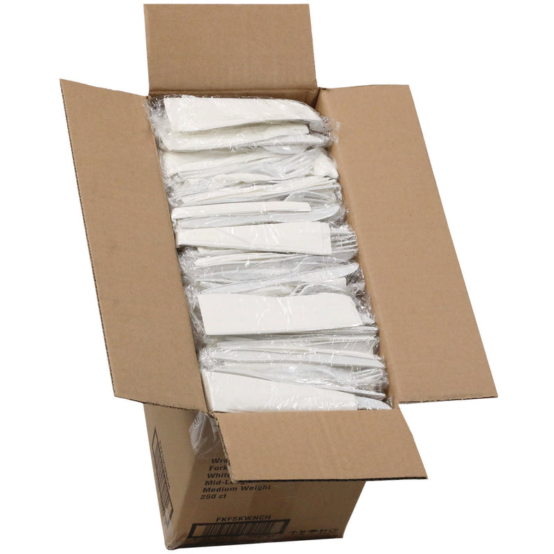 Pactiv Evergreen Fieldware Cutlery, Individually Wrapped, Fork, Knife, Teaspoon, Napkin, White, 250/Carton (PCTFKFSKWNCH) Case of 250