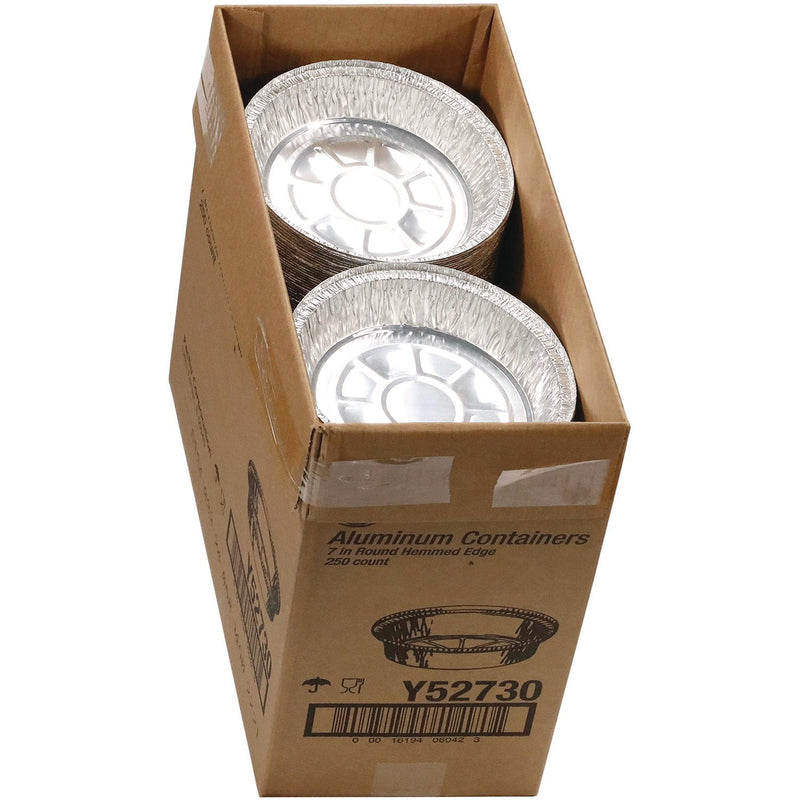 Pactiv Evergreen Aluminum Take-Out Container, 24 oz, 7" Diameter x 1.53"h, Silver, 250/Carton (PCTY52730) Case of 250