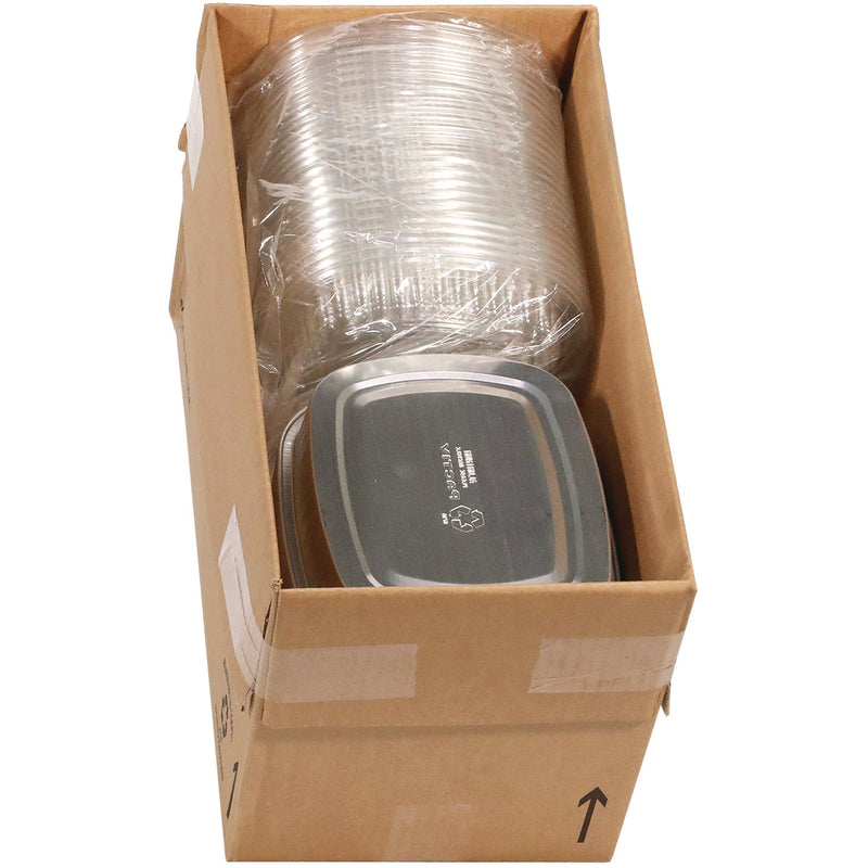 Pactiv Evergreen Classic Carry-Out Container with PET Dome Lid, 46 oz, 9.8 x 7.8 x 1.3, Silver, 50/Carton (PCTY6710PET) Case of 50