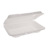 Pactiv Evergreen Conventional Foam Hinged Lid Container, Very Shallow, 9 x 6.5 x 1, White, 150/Carton (PCTYTH102070000) Case of 150