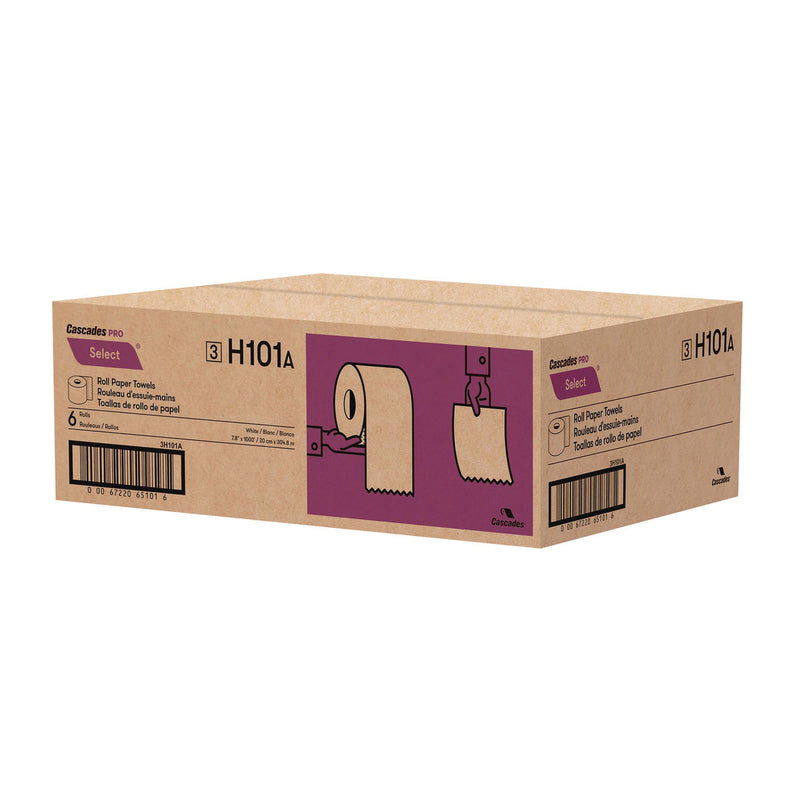 Cascades PRO Select Roll Paper Towels, 1-Ply, 7.88" x 1,000 ft, White, 6/Carton (CSDH101) Case of 6