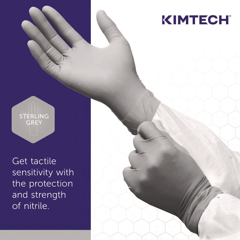 Kimtech™ STERLING Nitrile Exam Gloves, Powder-Free, X-Small, 3.5 mil Thick, 12" Long, Sterling Gray, 100/Box (KCC53137) Box of 100
