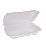 Pactiv Evergreen Conventional Foam Hinged Lid Container, Shallow, 9 x 6.5 x 1.6, White, 150/Carton (PCTYTH102060000) Case of 150