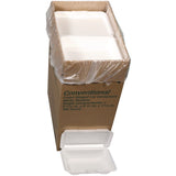 Pactiv Evergreen Conventional Foam Hinged Lid Container, Shallow, 9 x 6.5 x 1.6, White, 150/Carton (PCTYTH102060000) Case of 150