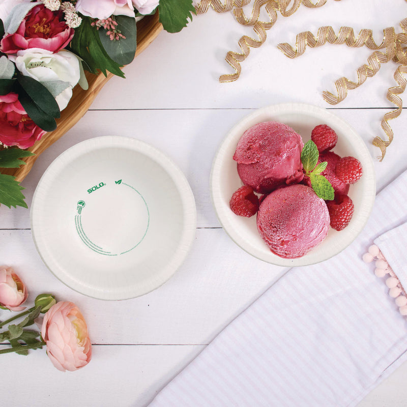 SOLO® Compostable Paper Dinnerware, ProPlanet Seal, Bowl, 12 oz, White, 1,000/Carton (SCCHB12PLANET) Case of 1000