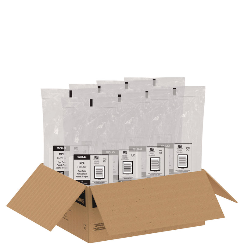 SOLO® Compostable Paper Dinnerware, ProPlanet Seal, Plate, 6" dia, White, 1,000/Carton (SCCMP6PLANET) Case of 1000