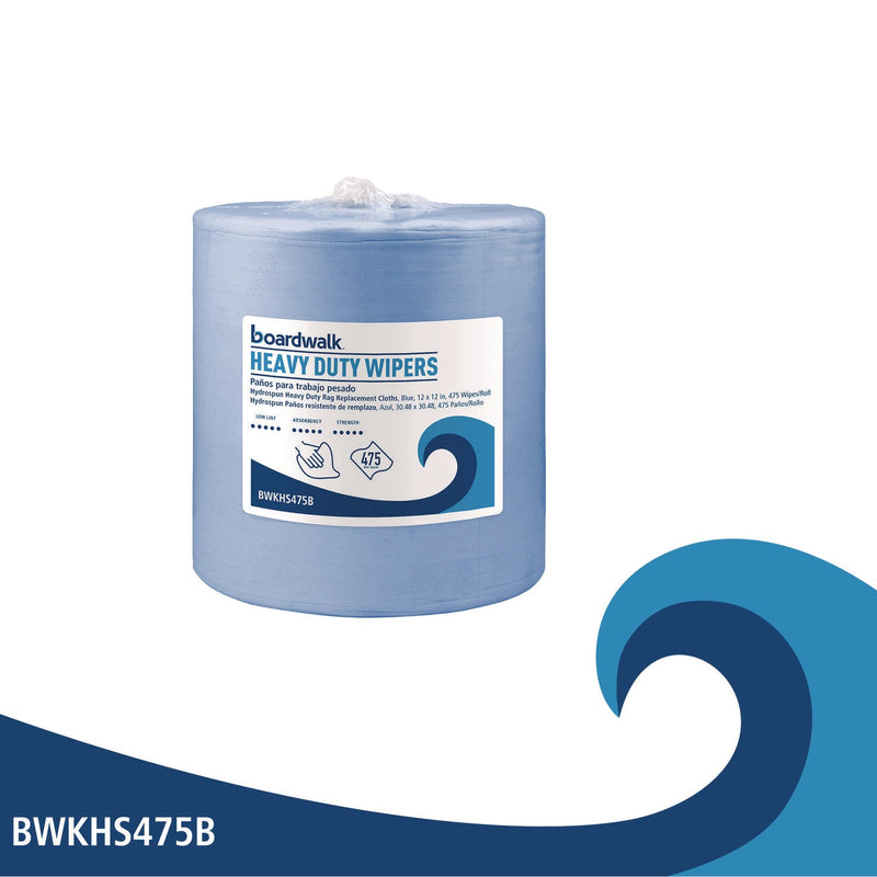 Boardwalk® Hydrospun Wipers, 12 x 12, Blue, 475 Sheets/Roll (BWKHS475B) Each