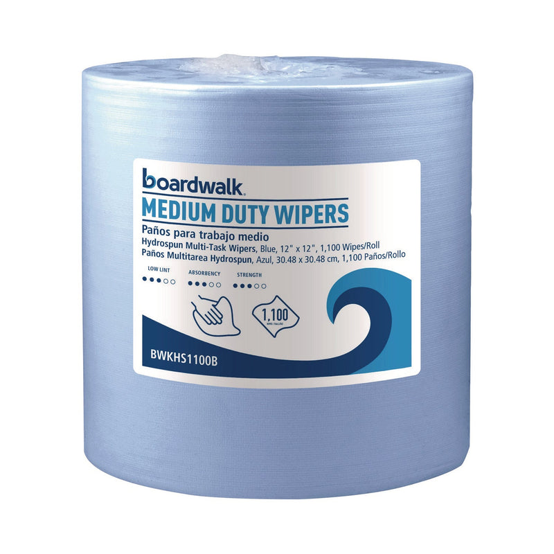 Boardwalk® Hydrospun Wipers, Medium Duty, 12 x 12, Blue, 1,100/Roll (BWKHS1100B) Each