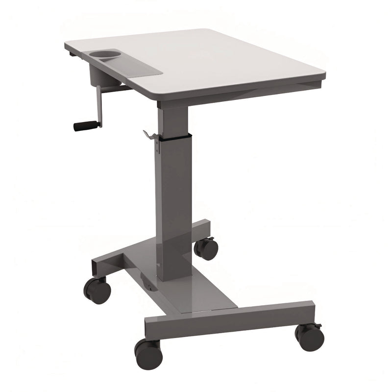 Luxor Sit Stand Student Desk with Crank Handle, 27.5 x 19.5 x 26.25 to 42, White/Gray (LXOSTUDENTC) Each