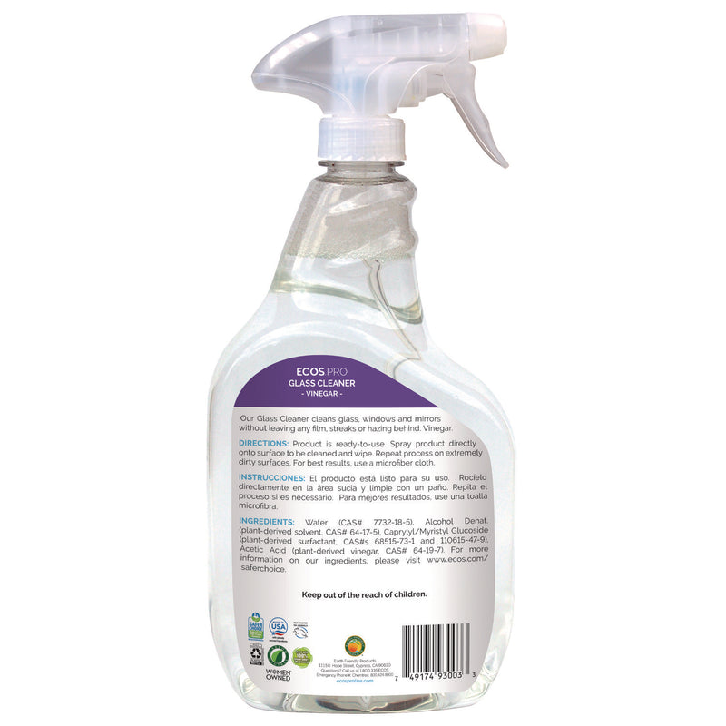 ECOS® PRO Glass Cleaner, Vinegar Scent, 32 oz Spray Bottle, 6/Carton (EOPPL93006CT) Case of 6