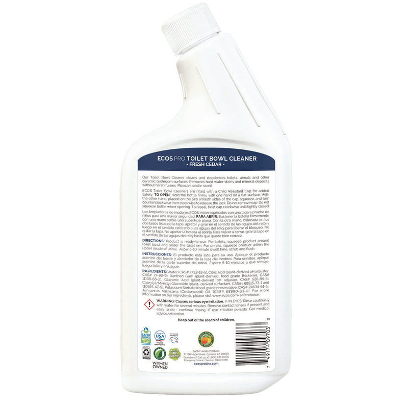 ECOS® PRO Toilet Bowl Cleaner, Fresh Cedar Scent, 24 oz Squeeze Bottle, 6/Carton (EOPPL97036CT) Case of 6