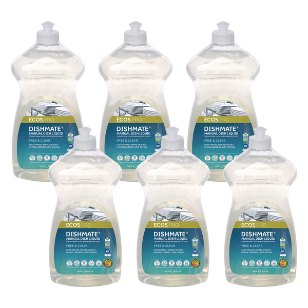 ECOS® PRO Dishmate Manual Dish Liquid, Free and Clear, 25 oz Squeeze Bottle, 6/Carton (EOPPL97216CT) Case of 6