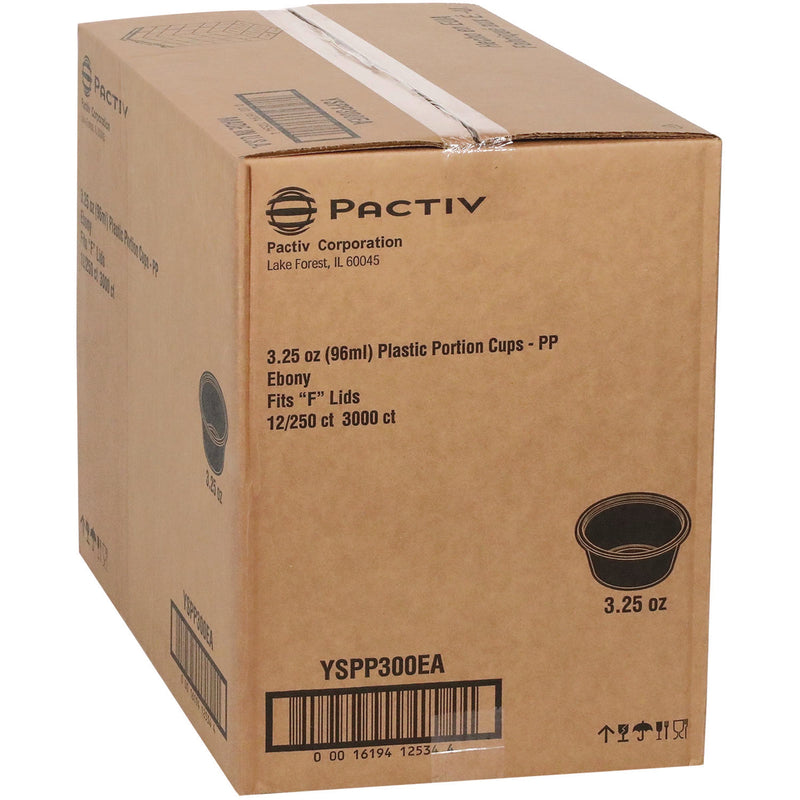 Pactiv Evergreen Plastic Portion Cup, 3.25 oz, Black, 3,000/Carton (PCTYSPP300EA) Case of 3000