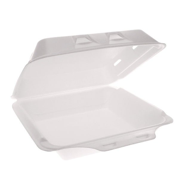 Pactiv Evergreen SmartLock Vented Foam Hinged Lid Container, 9 x 9.5 x 3.3, White, 150/Carton (PCTYHLWV9010000) Case of 150